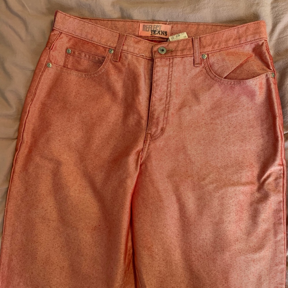 Women’s red straight leg jeans